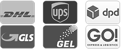 Versandarten: DHL, UPS, DPD, GLS, GEL, GO
